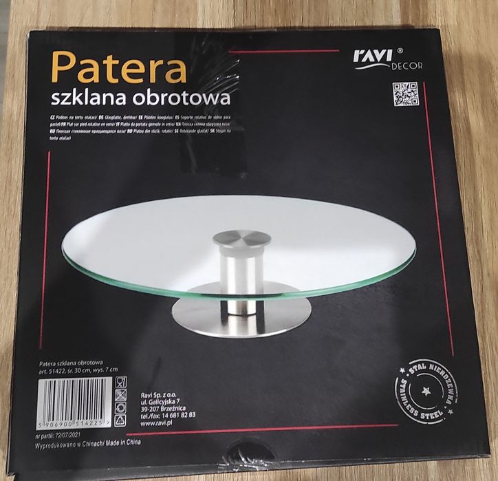 Patera szklana obrotowa 30 cm