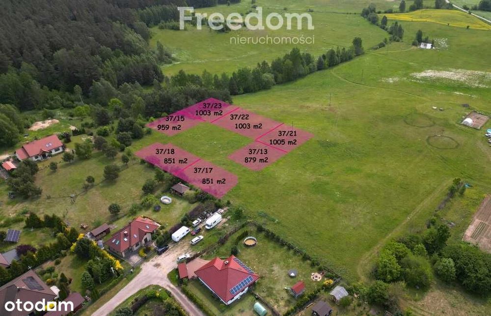 Atrakcyjne działki 851-1005 m² Różnowo/Rozgity