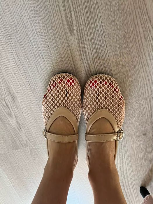 Балетки туфлі в сіточку бежеві 40 р 39 38 тренд 2025 босоніжки сітка