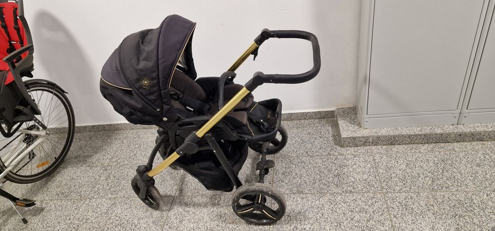 Wózek Bebetto Nico / Estilo, czarno złoty 2w1 spacerówka + gondola