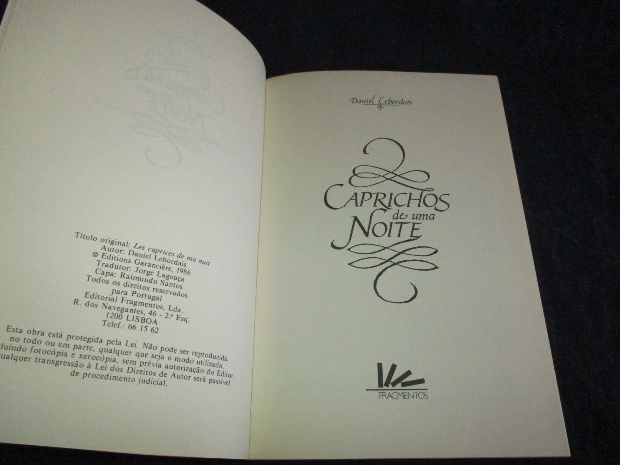 Livro Caprichos de uma Noite Daniel Lebordais