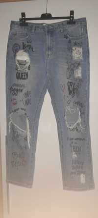 Spodnie jeansy damskie dziury xl 42