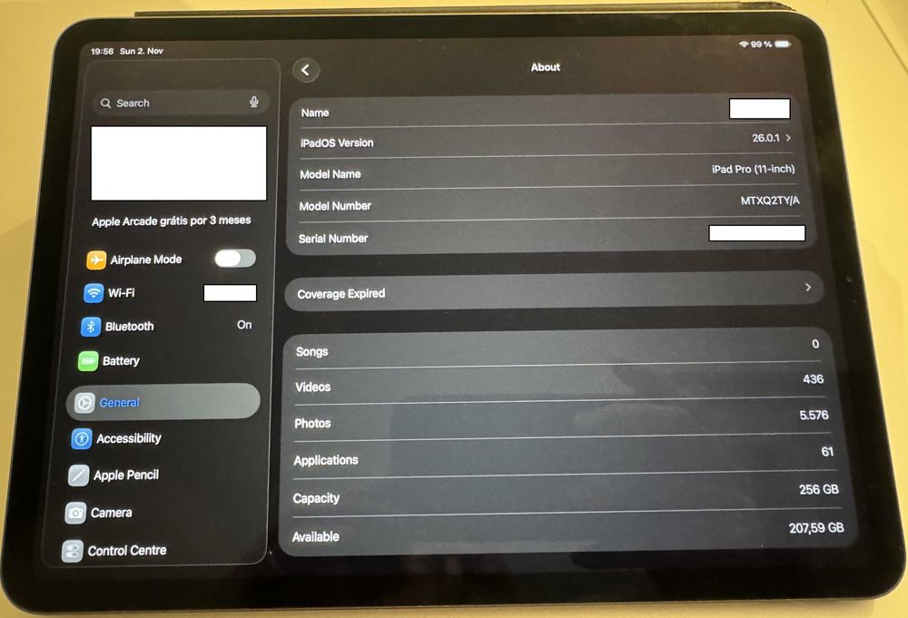 iPad Pro Wi-Fi 11 Polegadas 256Gb - Cinzento Sideral