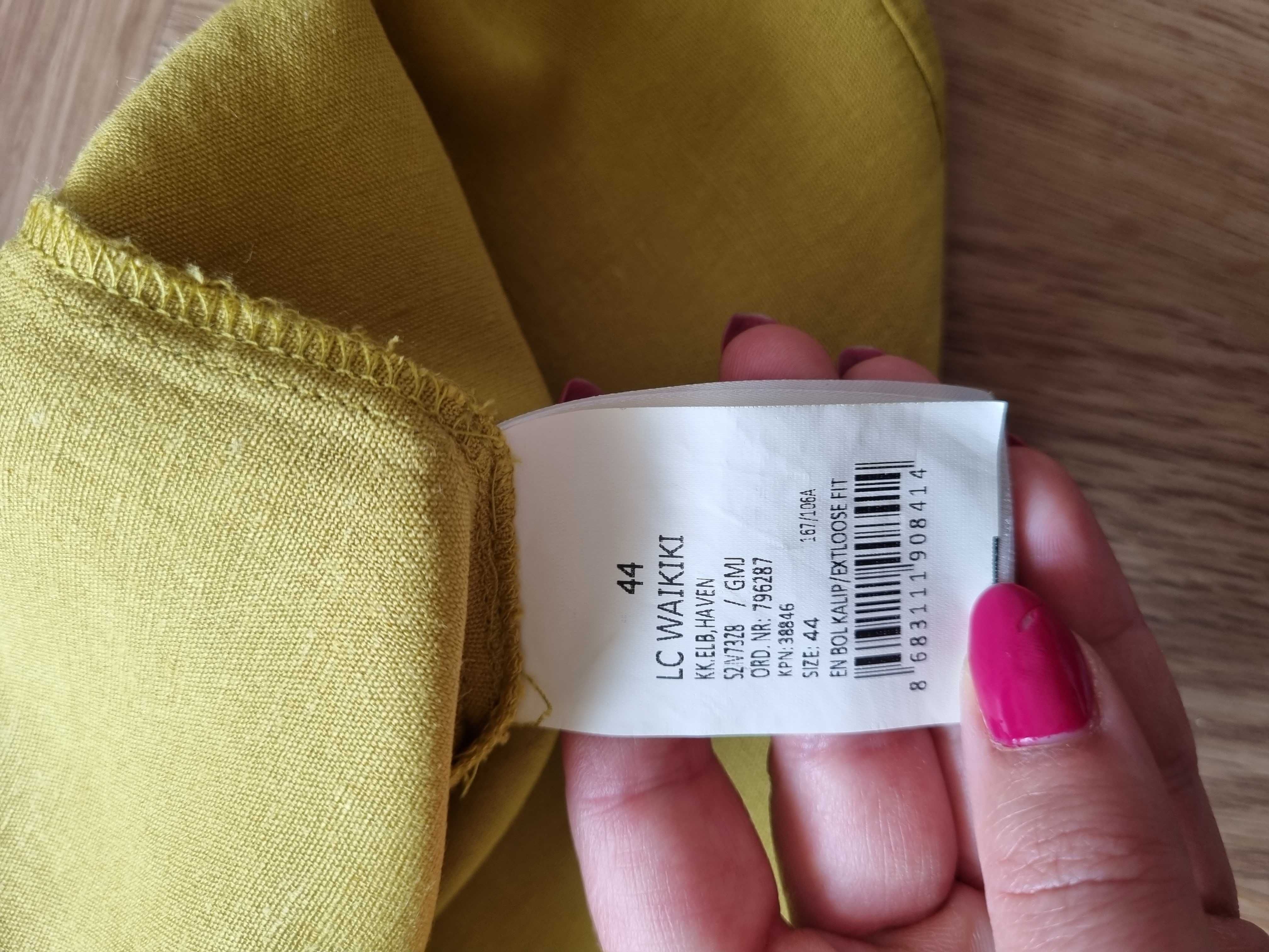 Żółta sukienka midi rękawy nietoperze len wiskoza na lato plus size