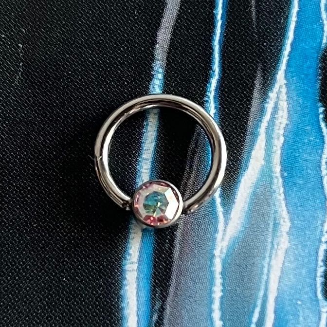 Kolczyki biżuteria piercing tytan kółko kryształek 1,2 8 ring titanium