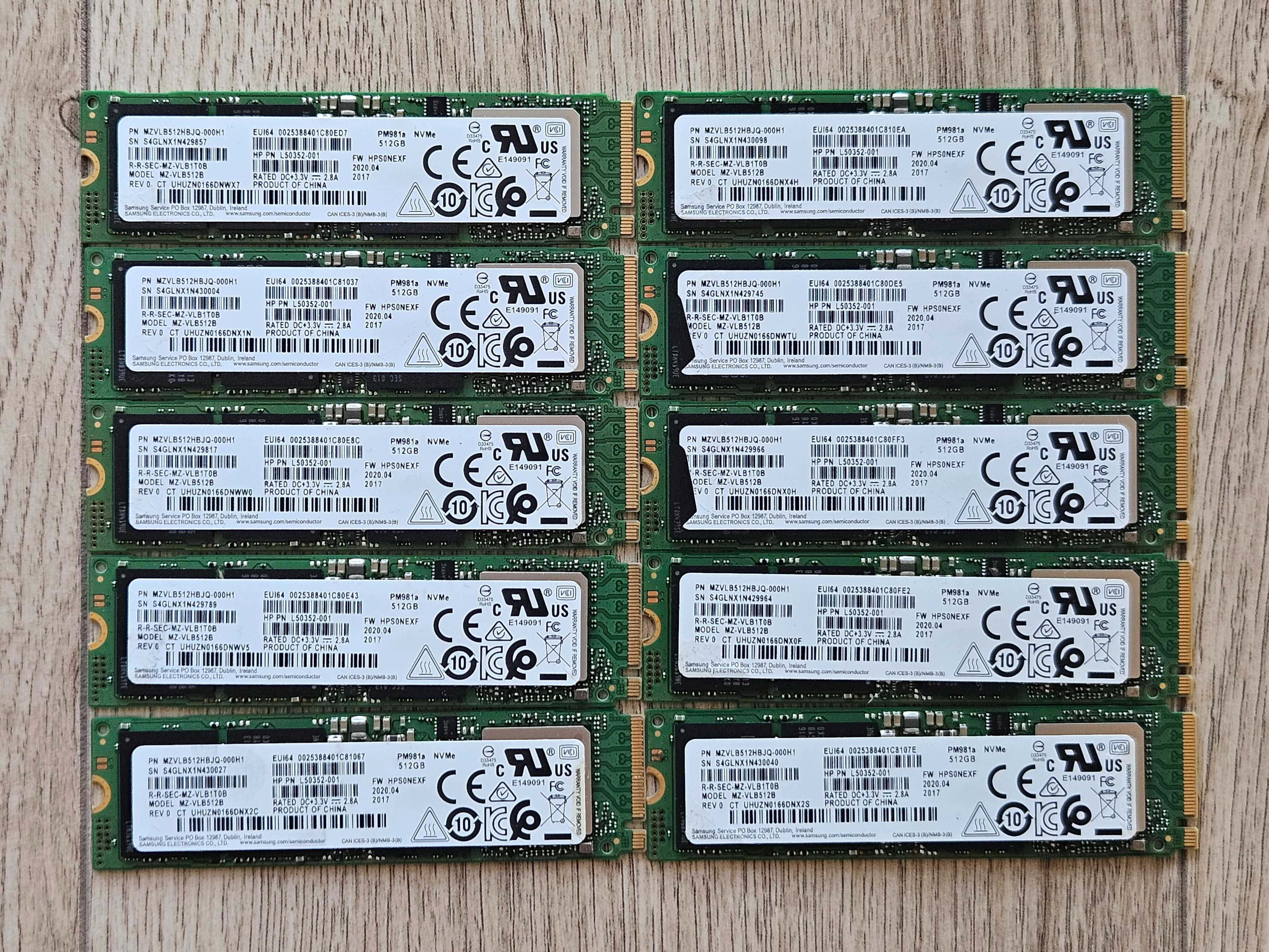 SSD 512Gb M.2 2280 PCIe 3.0x4 Samsung PM981a MZ-VLB512B MZVLB512HBJQ