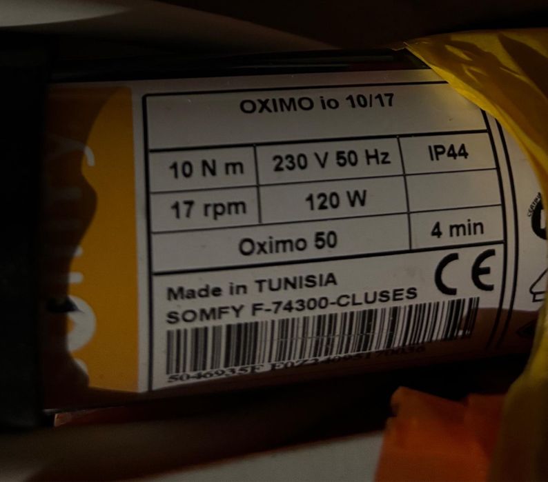 Somfy oximo io 10/17 napęd silnik 120W + pilot