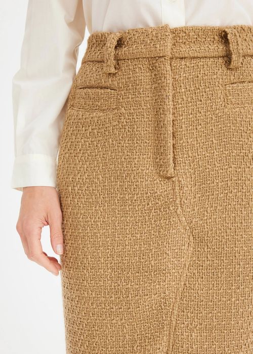 B.P.C spódnica ołówkowa brązowa boucle midi 54.