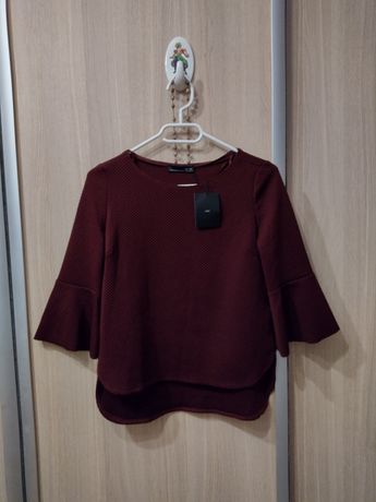 Bluzka Zara nowa pikowana S burgund czerwony