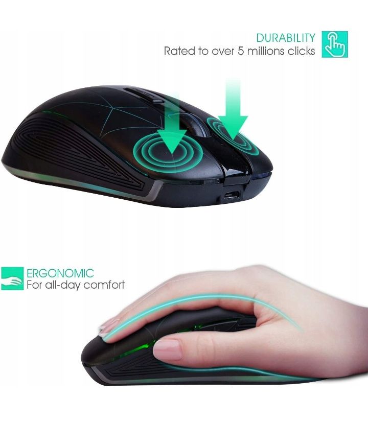 Bezprzewodowa myszka Rii RGB