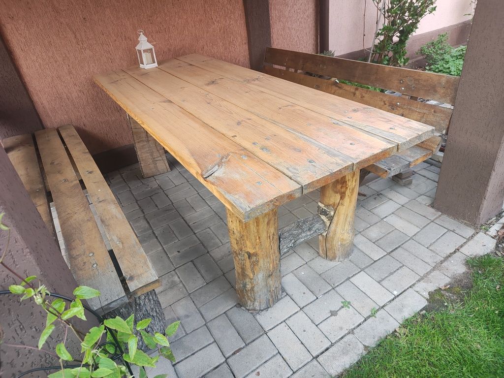 Stół ogrodowy drewniany z Ławkami