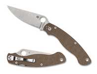 Nóż składany Spyderco Military 2 Brown Canvas Micarta, Satin Cru-Wear