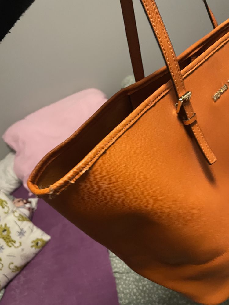 Oryginalna torebka shopper Michael Kors pomarańczowa