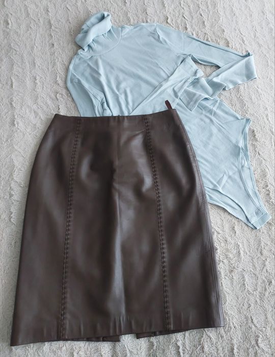 Натуральна шкіряна спідниця,кожаная юбка гольф боди H&M
