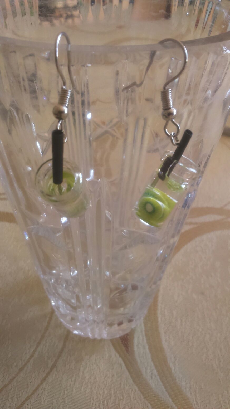 Kolczyki drinki, kiwi, kolczyki z kiwi, handmade