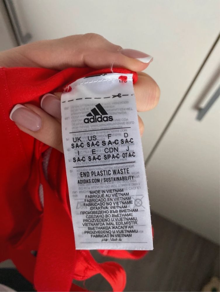 Czerwony biustonosz stanik sportowy top Adidas rozmiar 36 S A-C