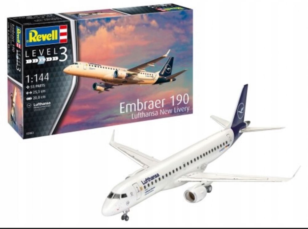 Model do sklejania REVELL 03883 1:144 Embraer 190 Lufthansa "New