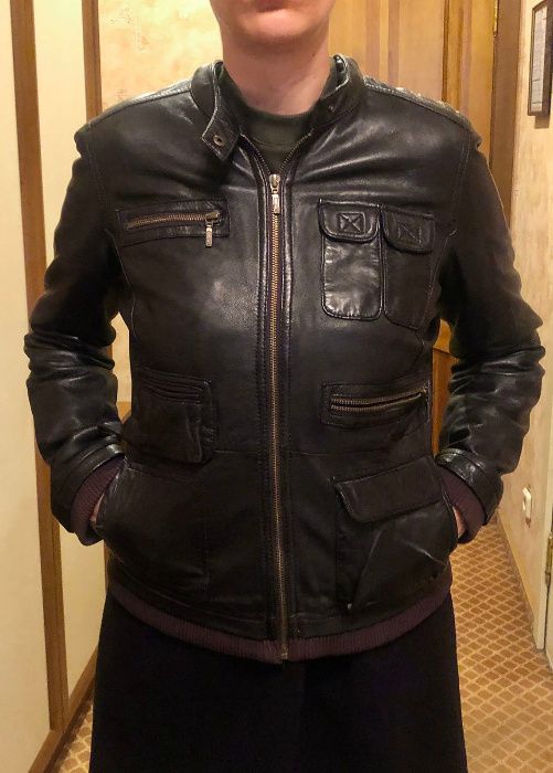 кожана куртка темно-коричнева