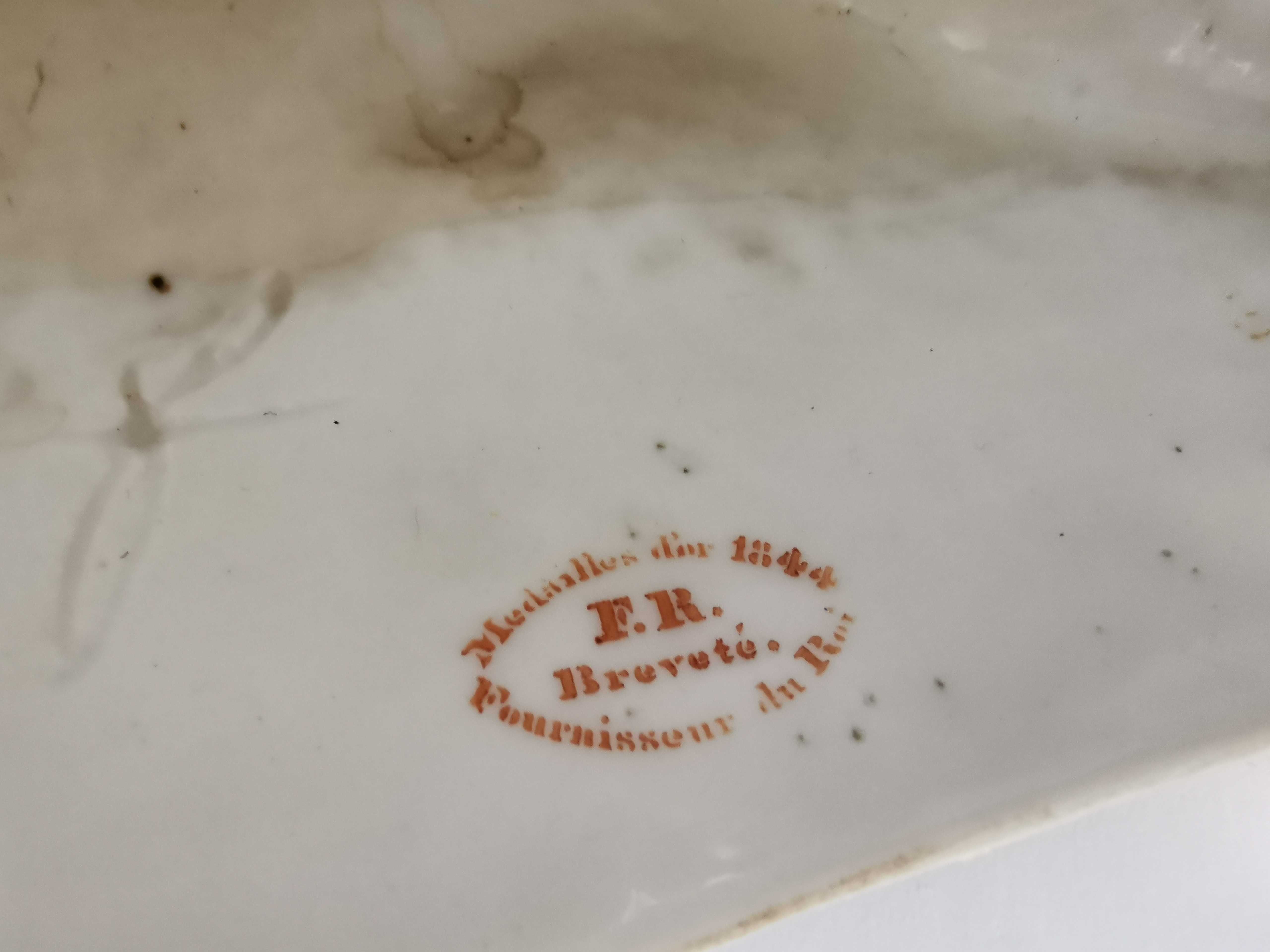 Zegar porcelanowy XIX kominkowy