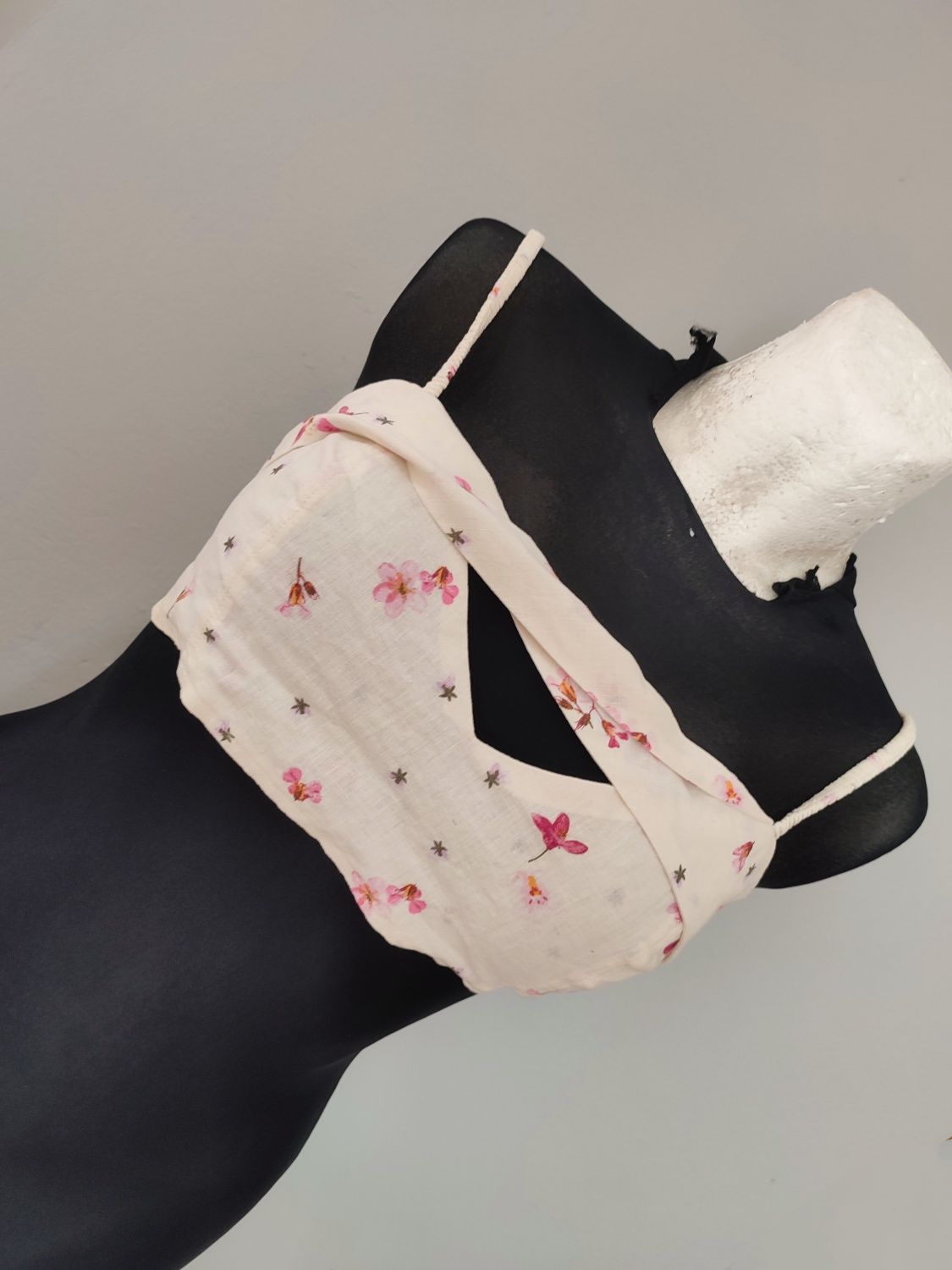 Lniany top w kwiaty linen bawełna cotton H&M