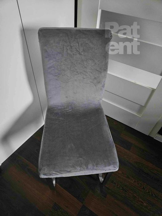 Pokrowce na krzesła miękkie welurowe komplet szare 4 sztuki