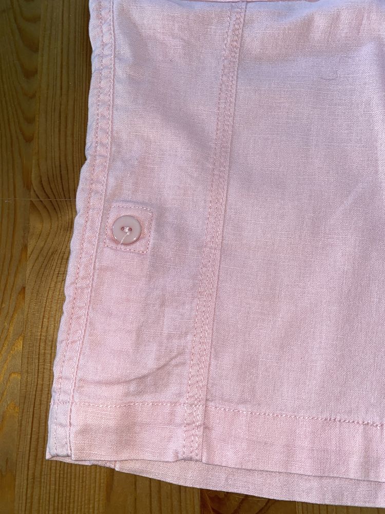 Spodenki szorty lniane rozowe rozmiar 134 - 140