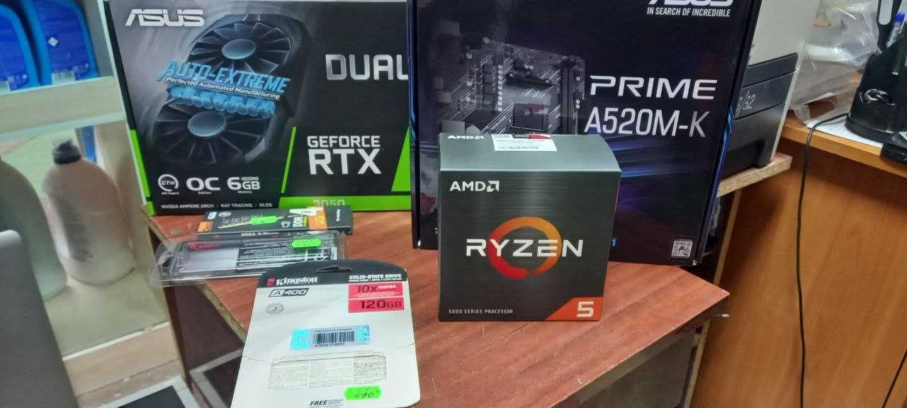 б.в.ігровий с.блок Ryzen 5 5500,16 озу,m2-120+1Tb,відео RTX 3050-6 гб