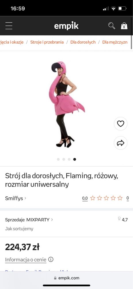 Przebrnie- strój flaminga