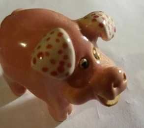 Ceramika Szczęśliwa różowa świnka Vintage