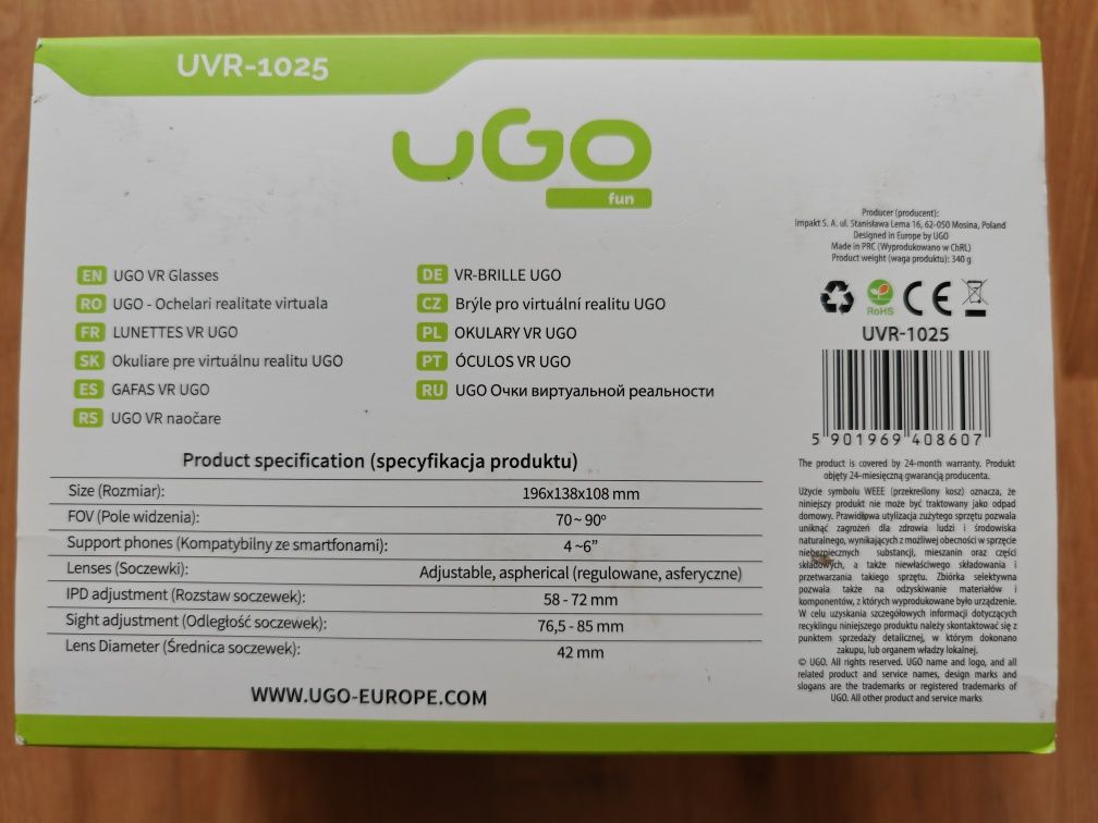 Okulary VR Ugo Fun UVR-1025 + GRATIS pilot