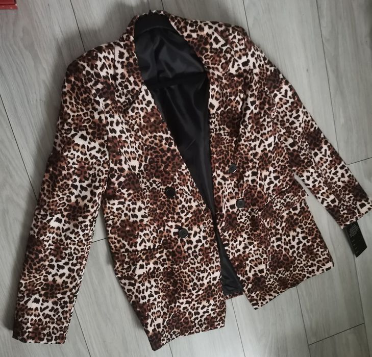 Marynarka damska, żakiet panterkowa czekoladowa l xl m s czarna hit