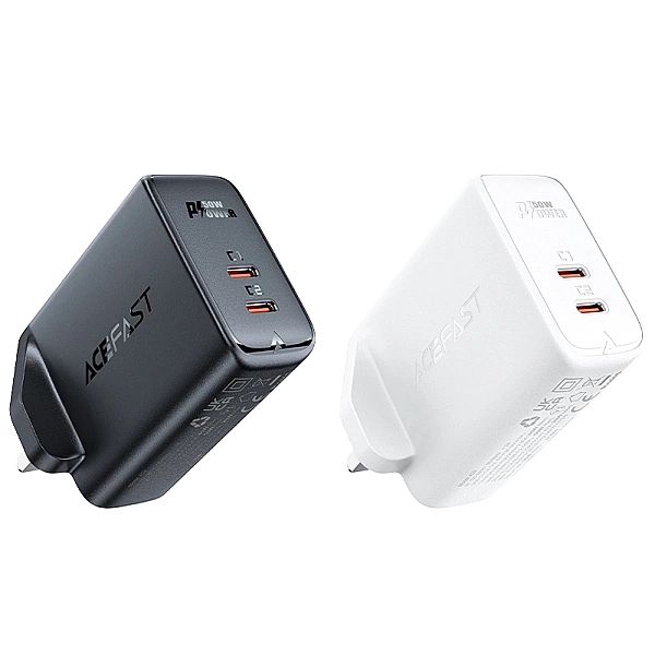 Acefast ładowarka sieciowa GaN (wtyczka UK) 2x USB Typ C 50W, Power De
