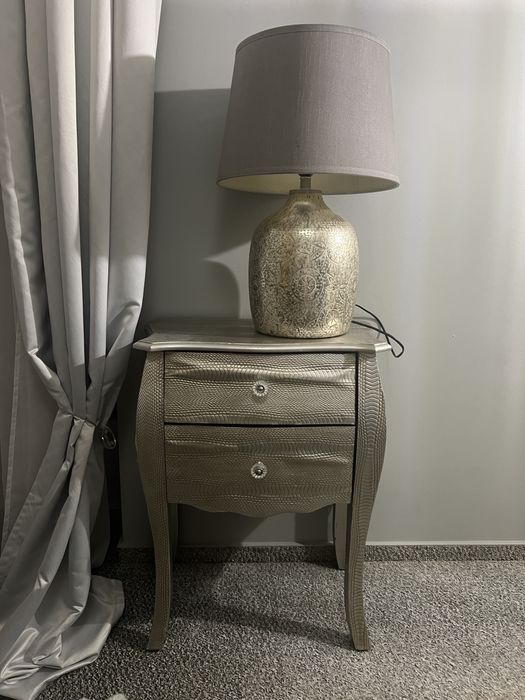 Stolik nocny szafka komoda srebrna