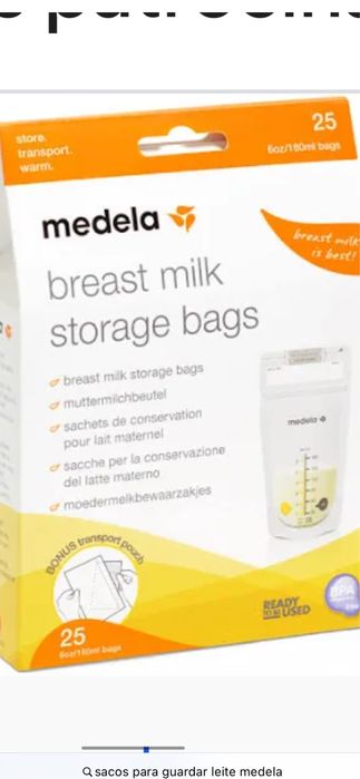 Extrator de leite e sacos de conservação Medela