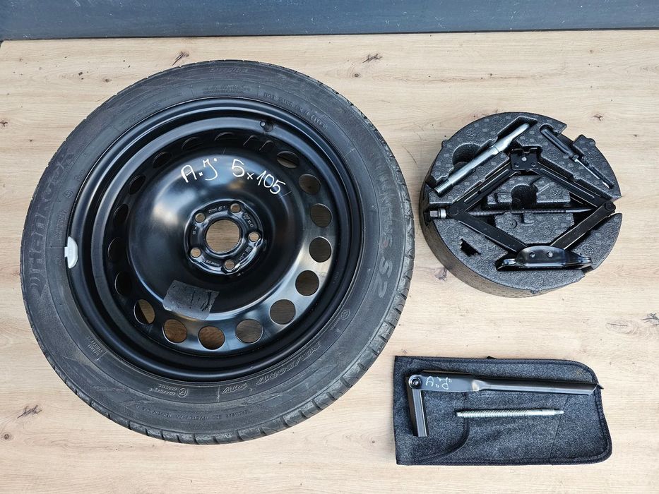 KOŁO ZAPASOWE DOJAZDOWE ZAPAS ZESTAW KLUCZ LEWAREK OPEL ASTRA J K MOKKA 17 CALI 5x105 ET42 215/50/17
