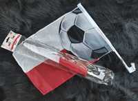 Zestaw flag na boczne szyby samochodu Mundial 2022 piłka nożna Polska