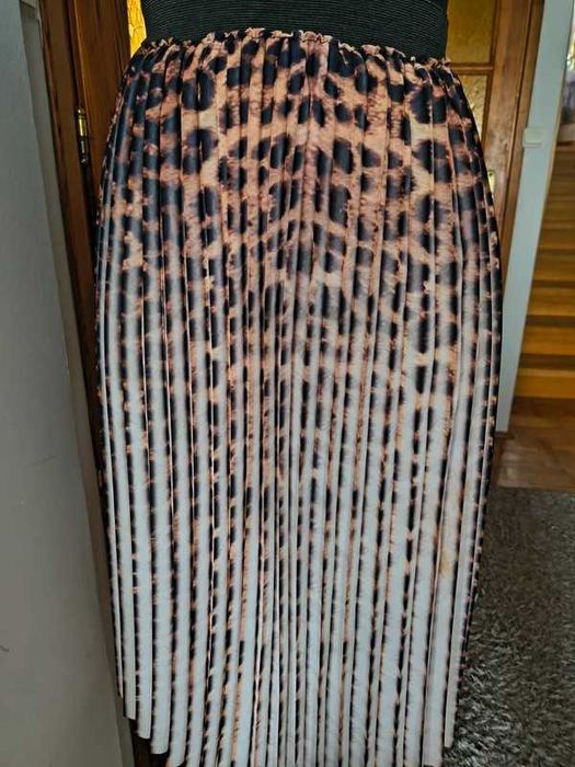 Spódnica plisowana panterka beżowa camelowa