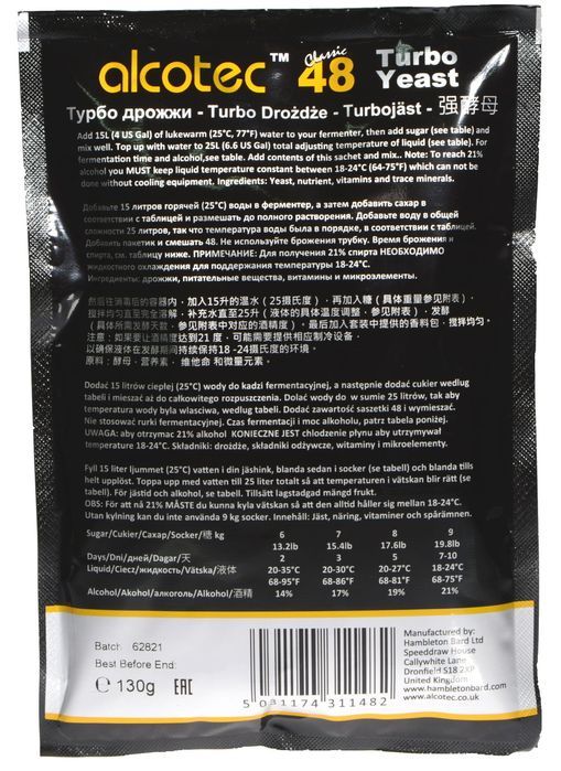 Alcotec Classic 48 Turbo Yeast  40szt drożdże gorzelnicze