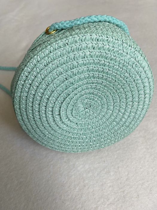 Torebka Mini - Boho Letnia na ramię - słomiana, Turkus/Sea Blue