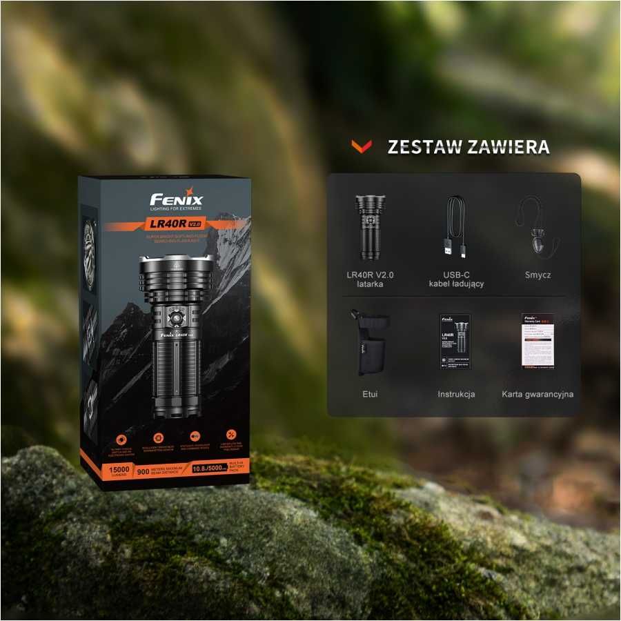 Latarka diodowa Fenix LR40R V2.0 15000 lumenów Nowa Gwar. 2 lata