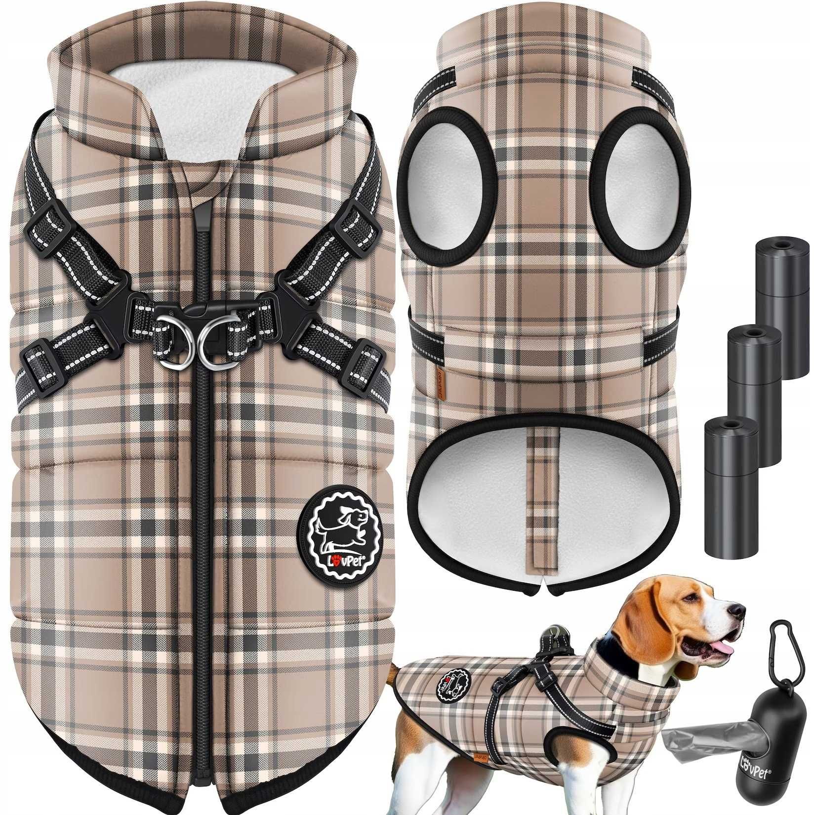 Przeciwdeszczowa kurtka kamizelka odblaskowa dla psa 14-20 kg