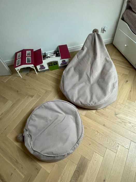 Pufa worek + pufa mała - kolor Beż Monio KOMPLET