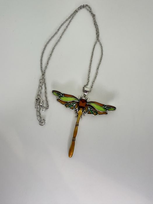 Naszyjnik zielona ważka kolorowa ważka naszyjnik wisiorek