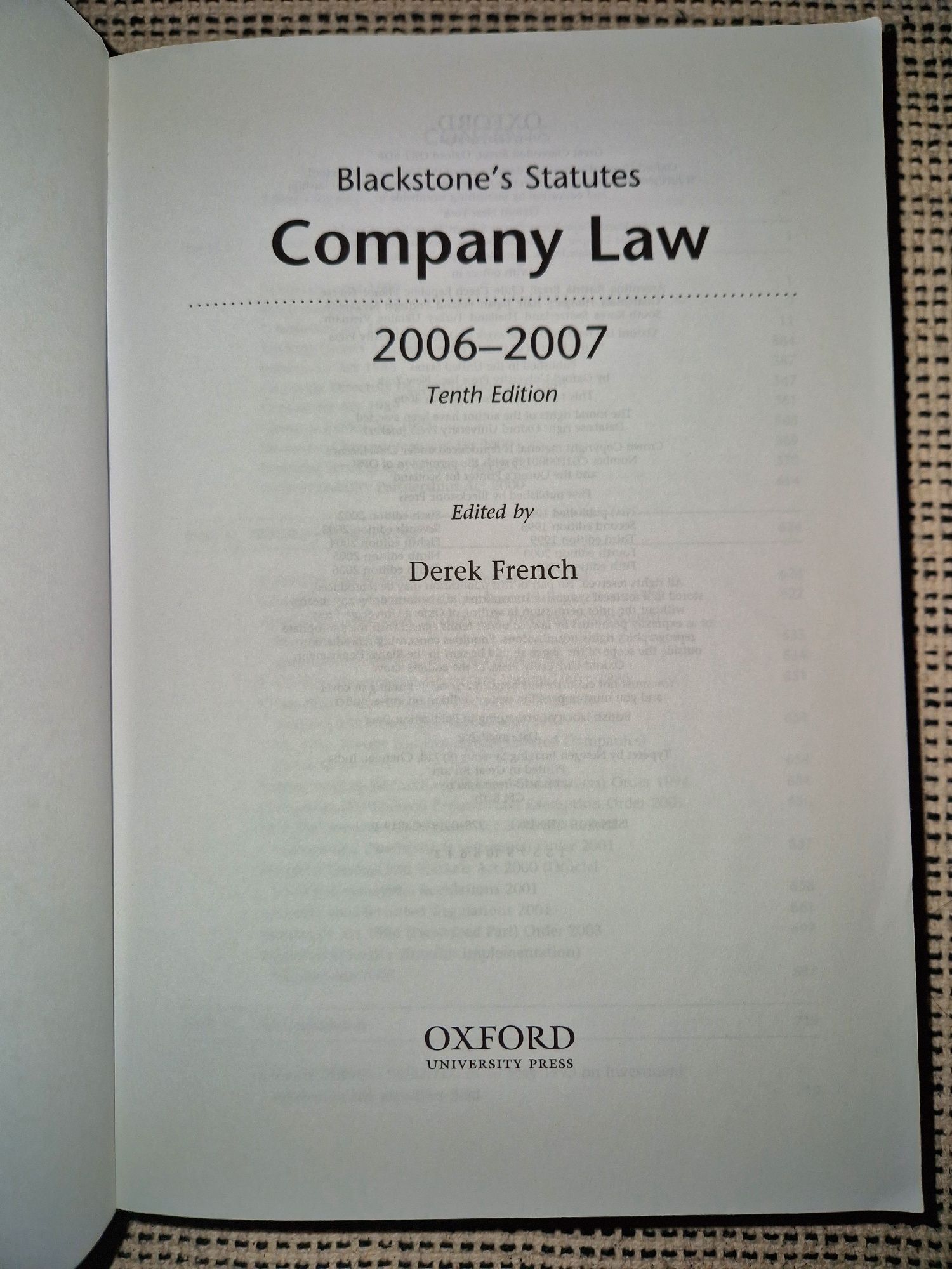 Blackstone's Statutes on Company Law 2006 do 2007