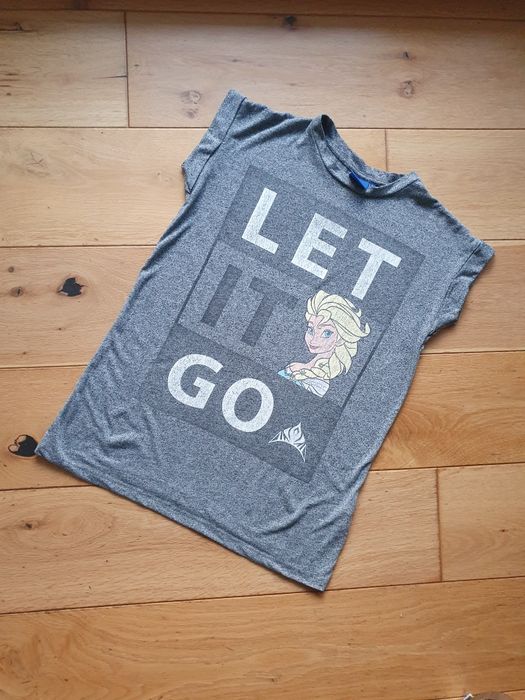 Koszulka bluzka damska szara z krótkim rękawem Kraina Lodu 34