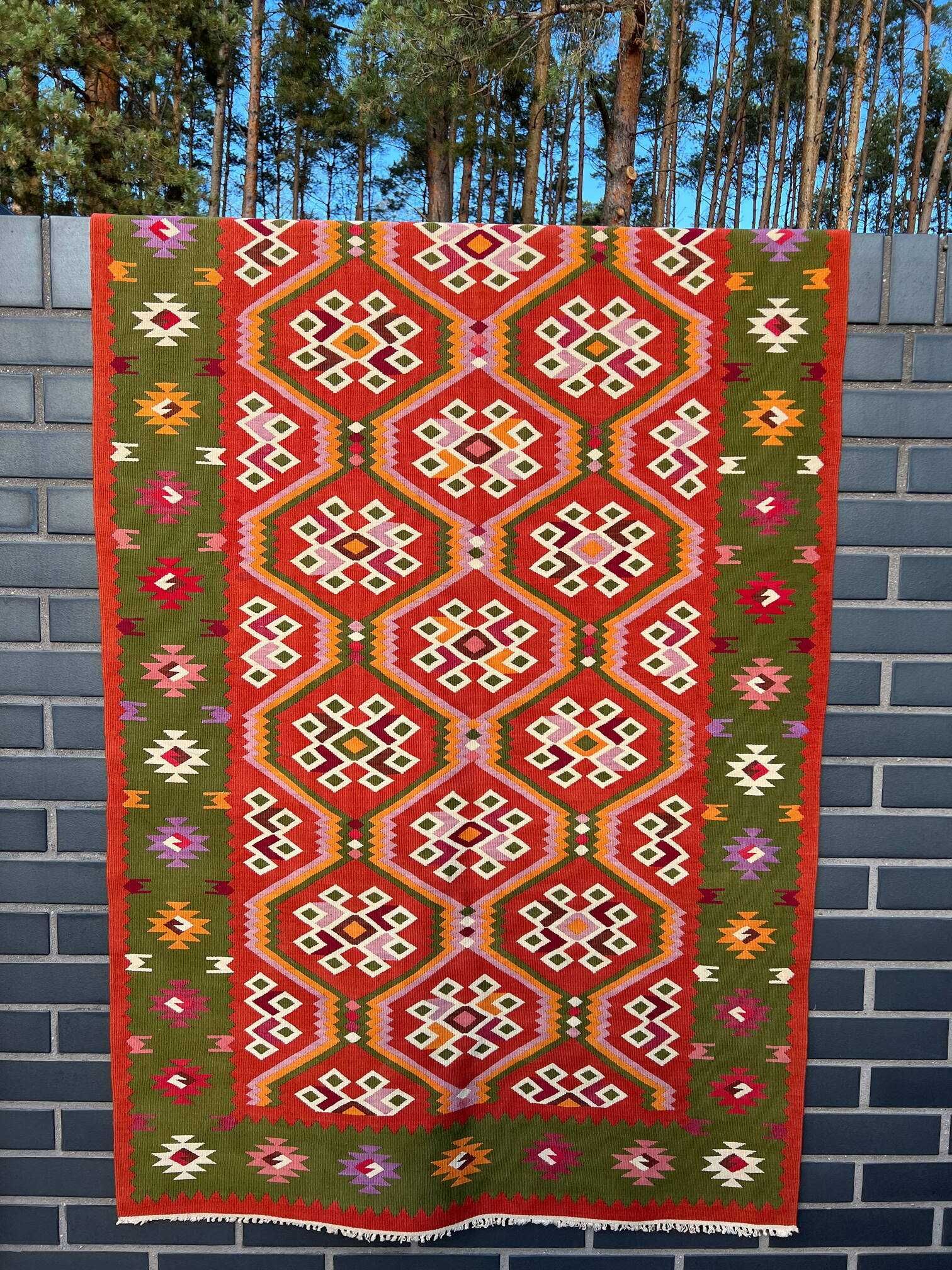 Ręcznie tkany wełniany kilim ART DECO 200x100 cm