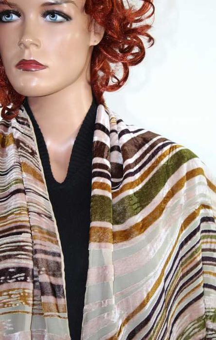 G8 GALITZINE Aksamitny Szal Jedwab 34x160