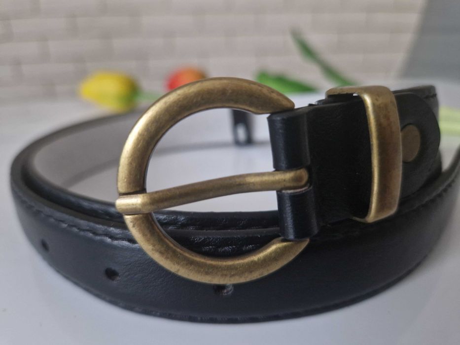 Czarny klasyczny pasek 100 cm casualowy modny damski do spodni