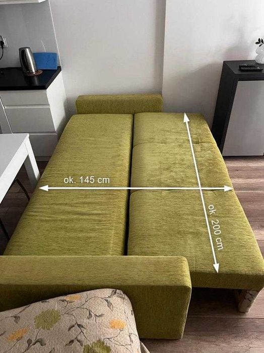Kanapa rozkładana z pojemnikiem na pościel – 235 cm, stan dobry