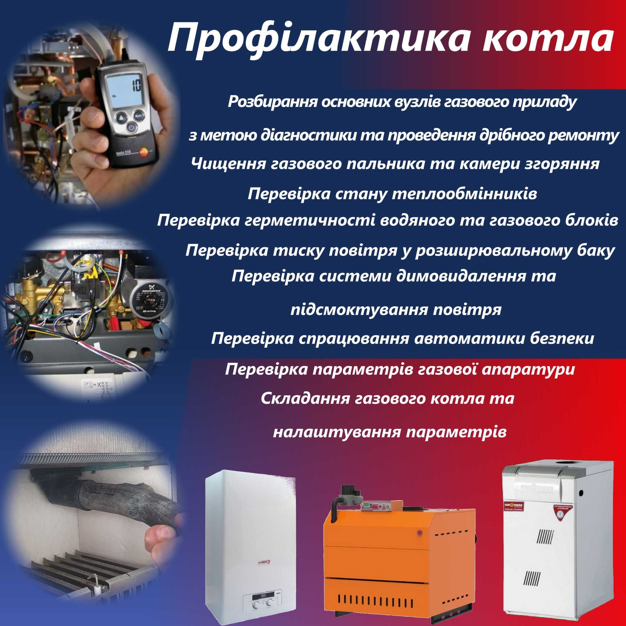 Ремонт газових котлів, планове ТО, чистка